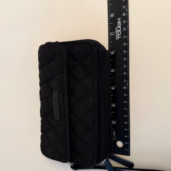 Vera Bradley Smartphone Wristlet Wallet Black Quilted Dual Zippers Card Slots - Picture 9 of 16
